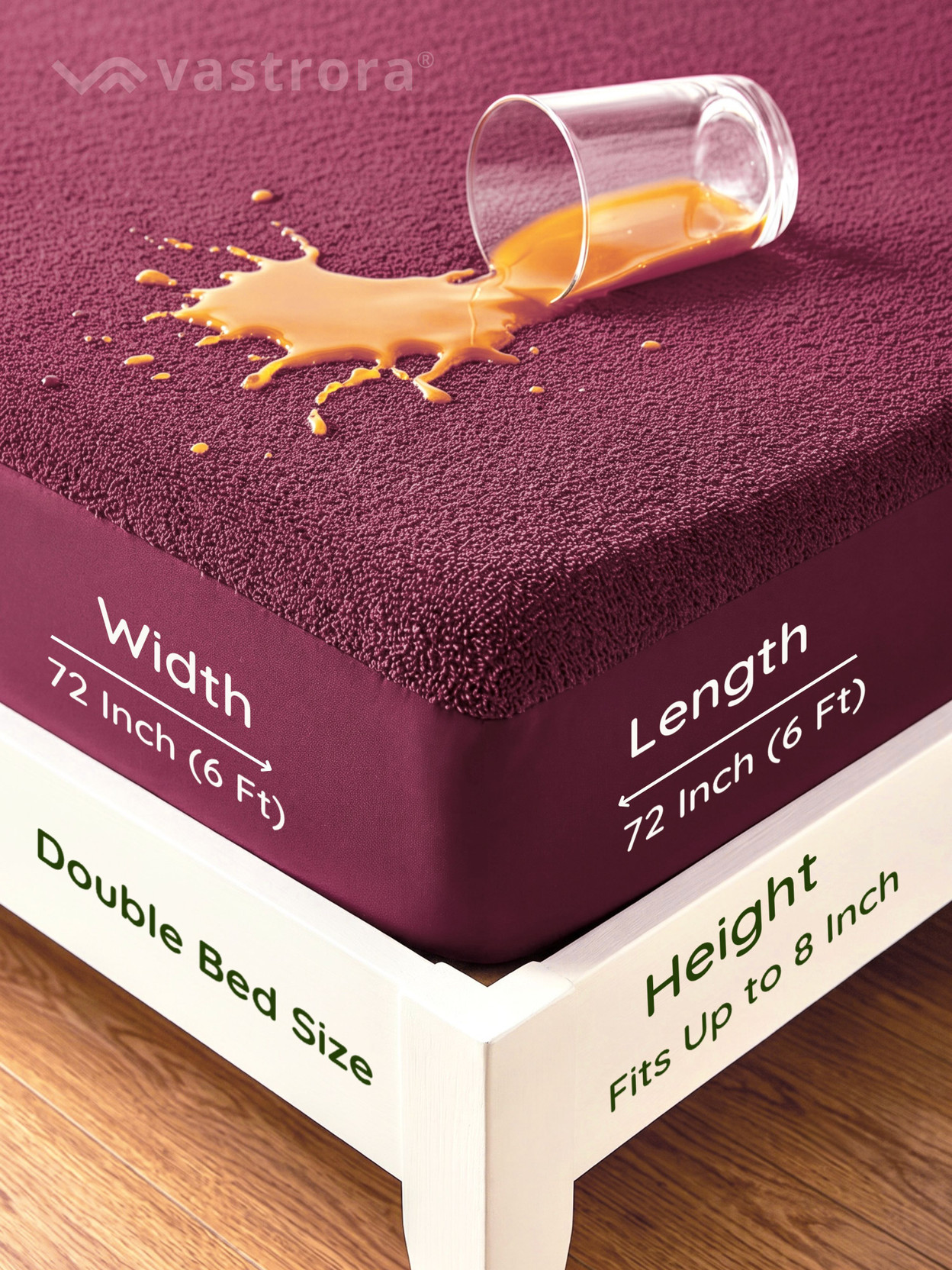 Vastrora Double Size Fitted Terry Cotton Waterproof, Breathable, Stretchable Mattress Cover