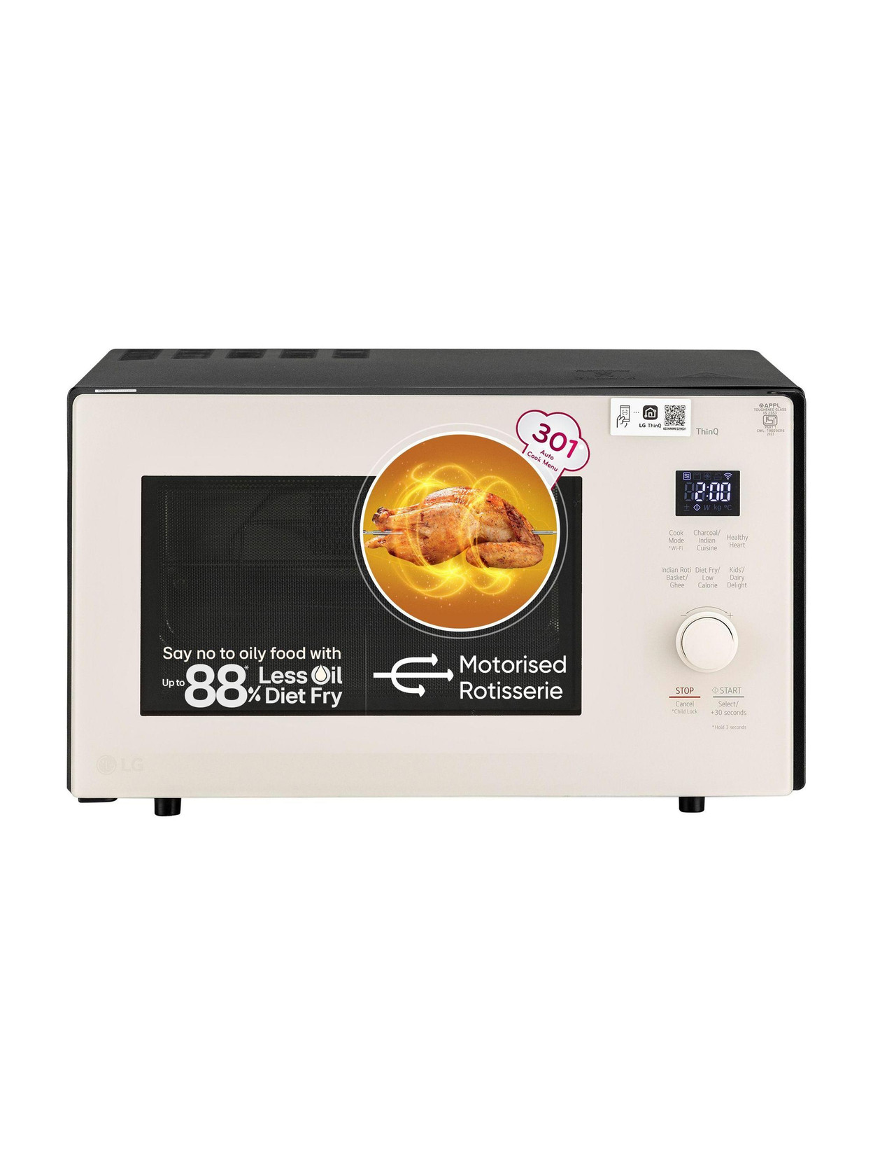 LG 28 L Scan to Cook Wi-Fi Model- ThinQ Enabled
301 Auto Cook Menu
Diet Fry
Charcoal Lighting Heater
3...