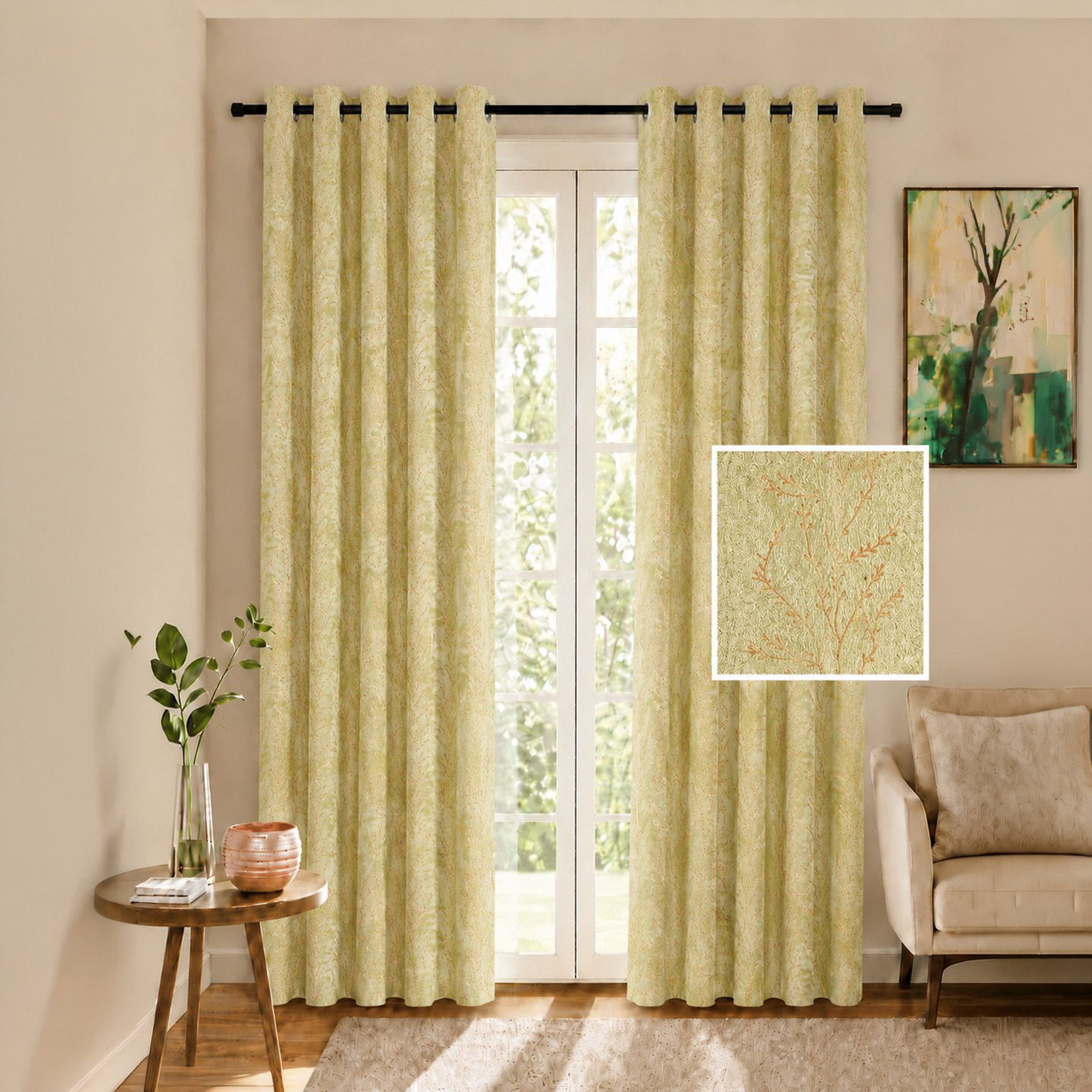 Cortina 210 cm (7 ft) Door Velvet Blackout Curtain (Pack Of 2)