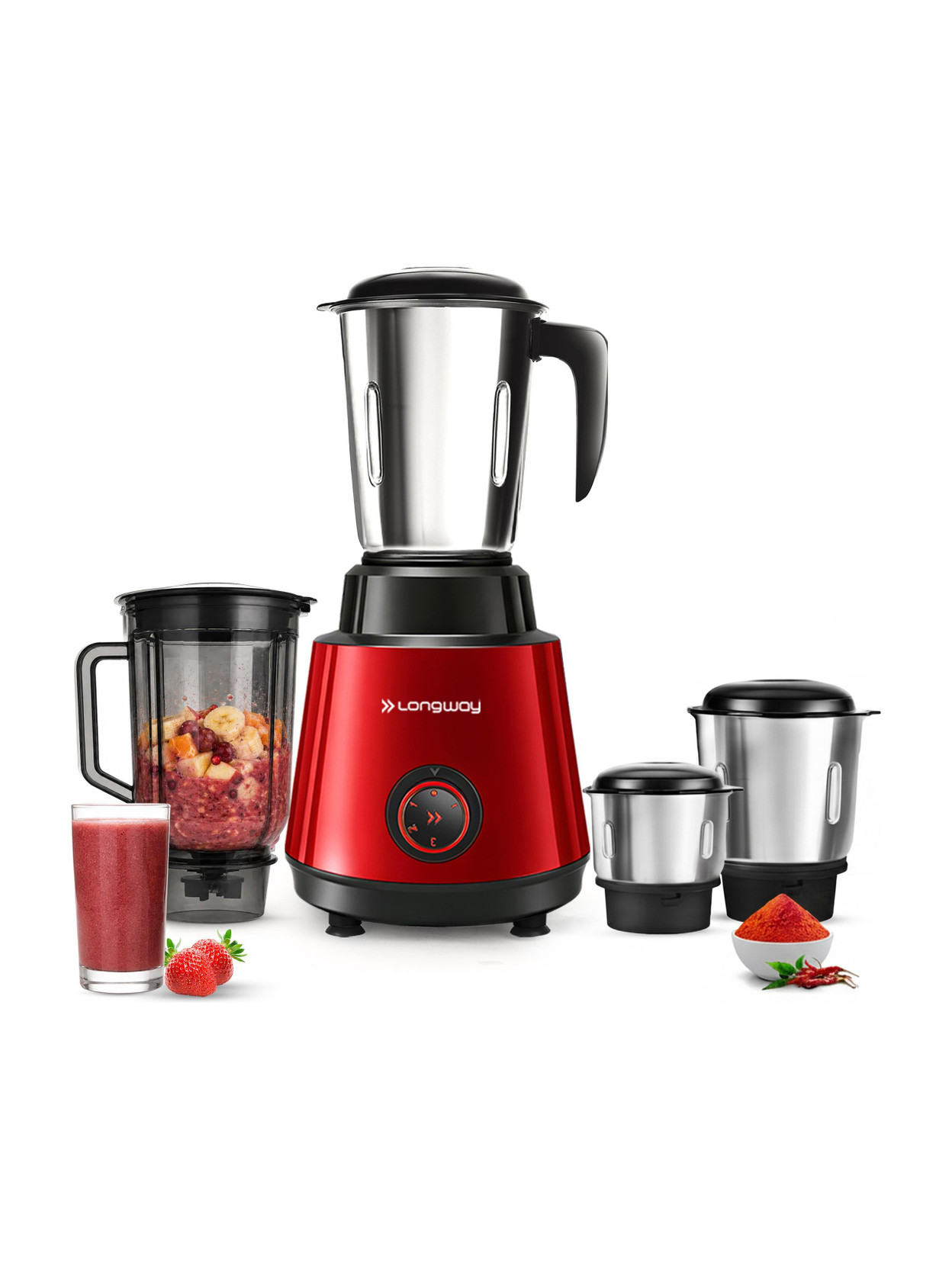 Longway Powerful Motor for Grinding, Mixing, Juicing Up to 750 W Juicer Mixer Grinder