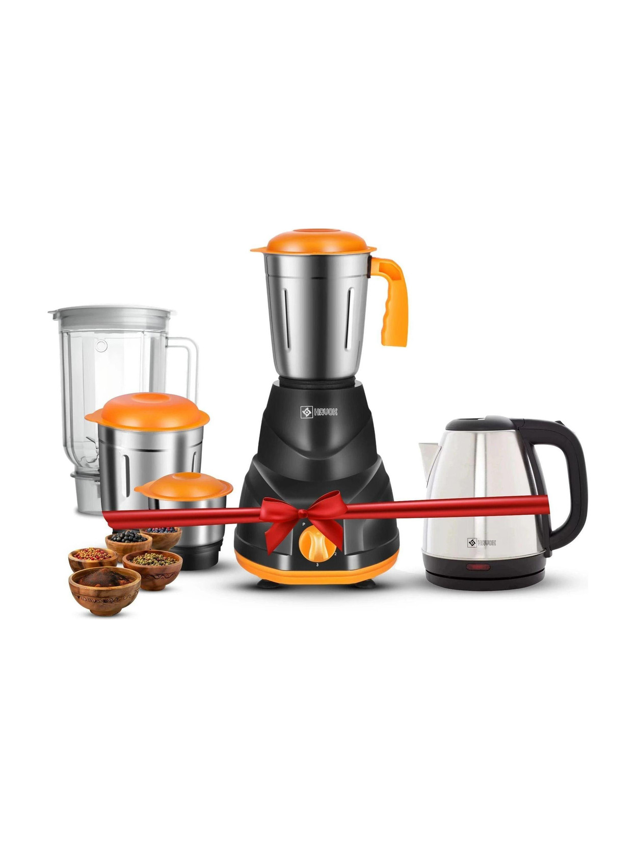 Havok 750 W Mixer Grinder With 1500 W Kettle Combo Offer | 4 Jars | 750 W Juicer Mixer Grinder