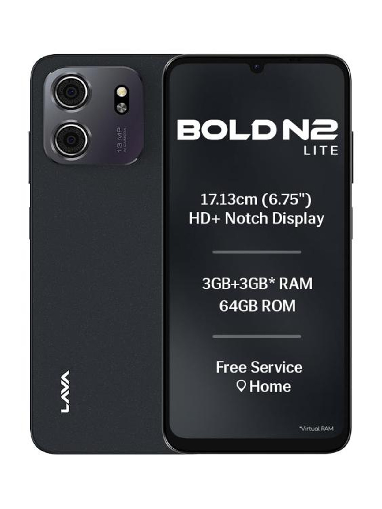 LAVA Bold N2 lite (Nilgiri Blue, 64 GB)