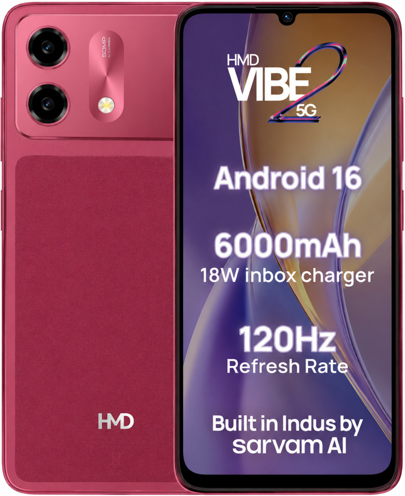 HMD Vibe2 5G (Wine Red, 128 GB)