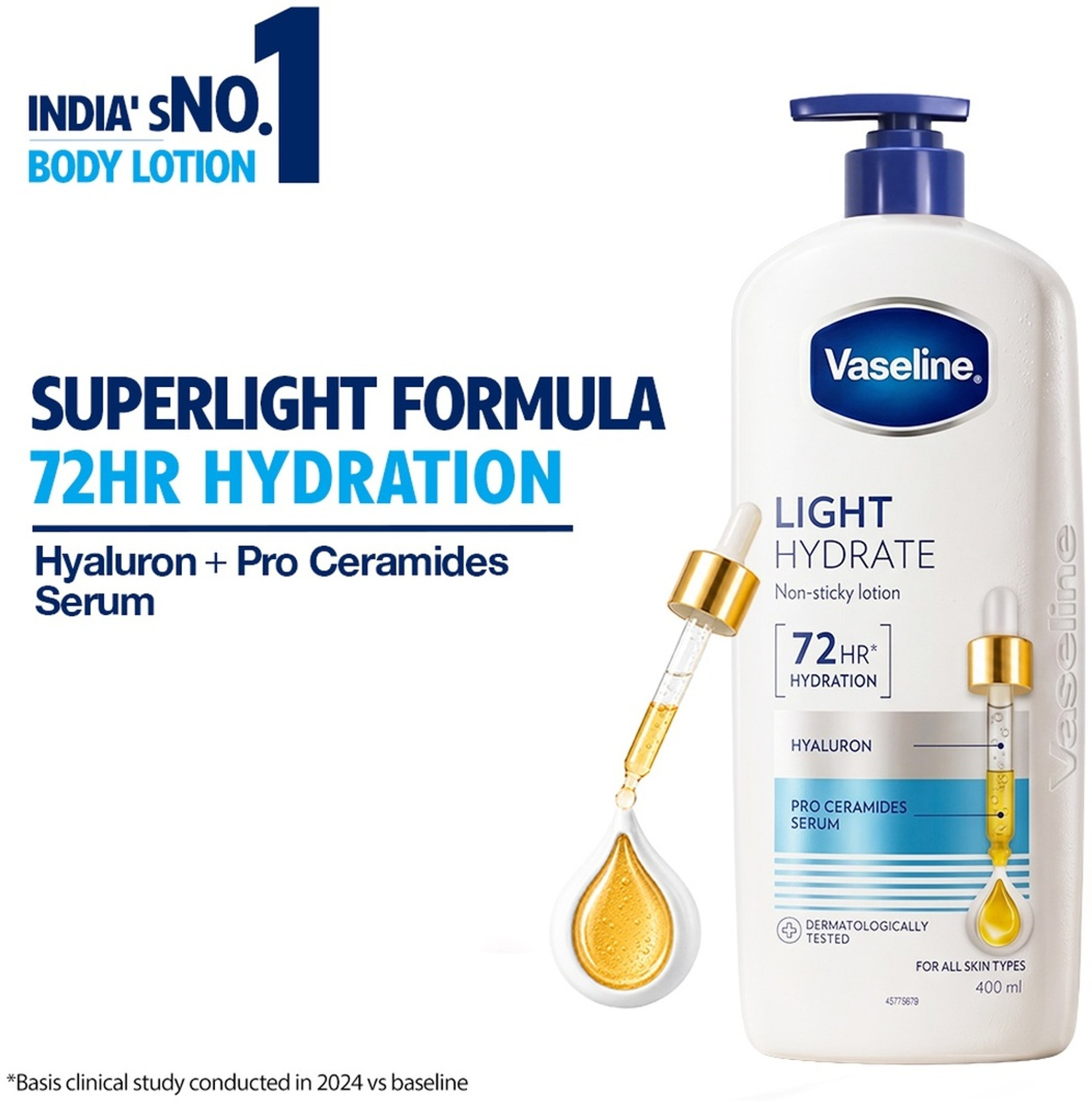Vaseline Light Hydrate Serum In Lotion, Superlight & Non-Sticky f...more