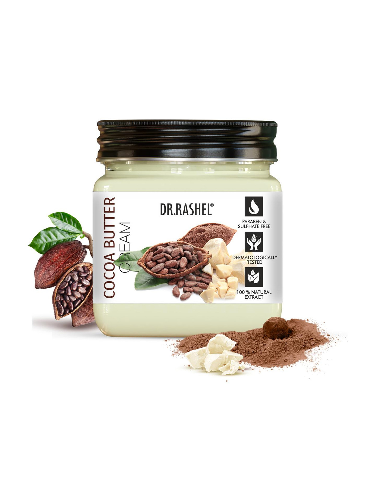 DR.RASHEL Cocoa Butter Face & Body Cream with Cocoa Extracts | Nourishing & Softening