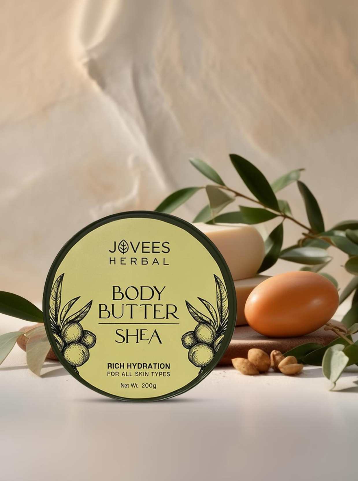 Jovees Herbal Shea Body Butter for Dry & Rough Skin | Deep Nourishment, Non-Sticky