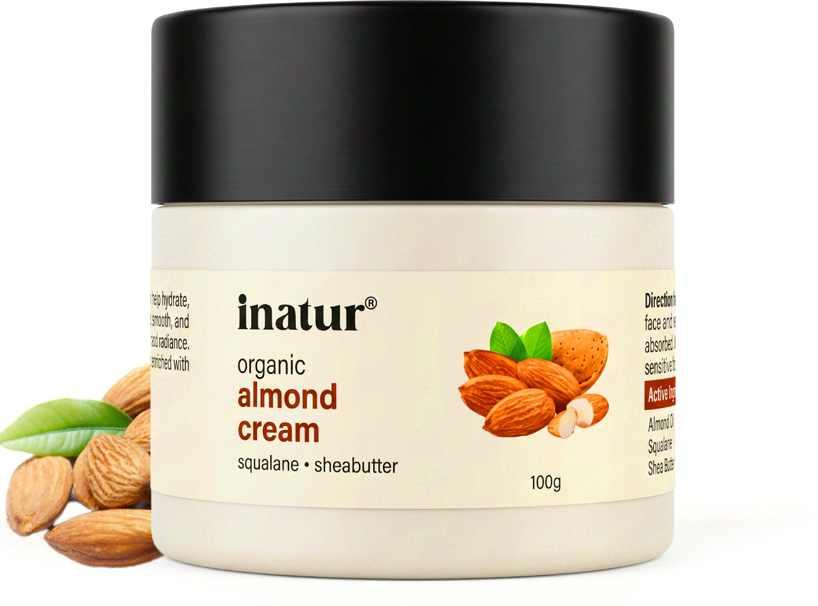 inatur Organic Almond Cream | Intense Face and Body Moisturiser with Shea Butter