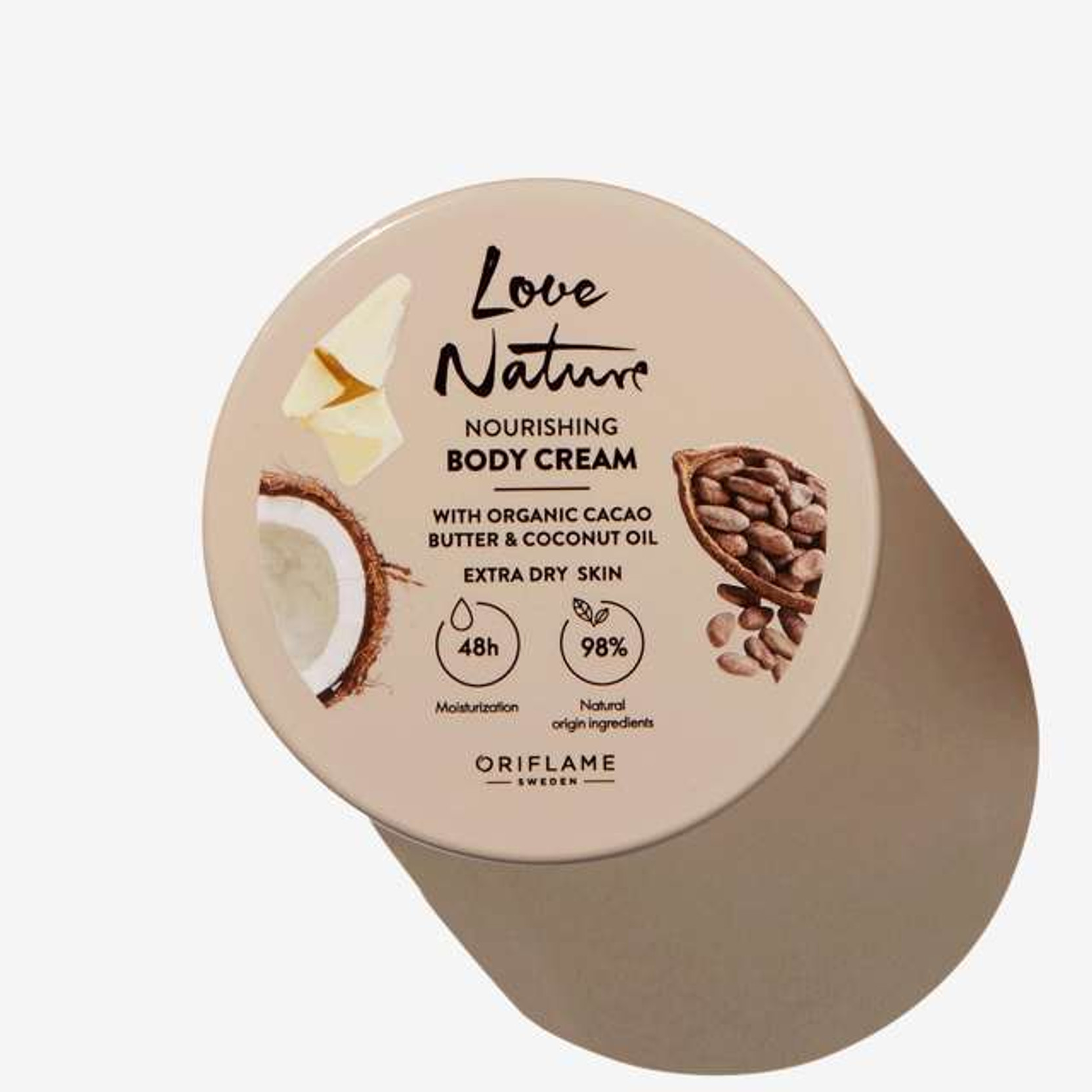 Oriflame Sweden LOVE NATURE Nourishing Body Cream with Organic Cacao Butter & Coconut Oil