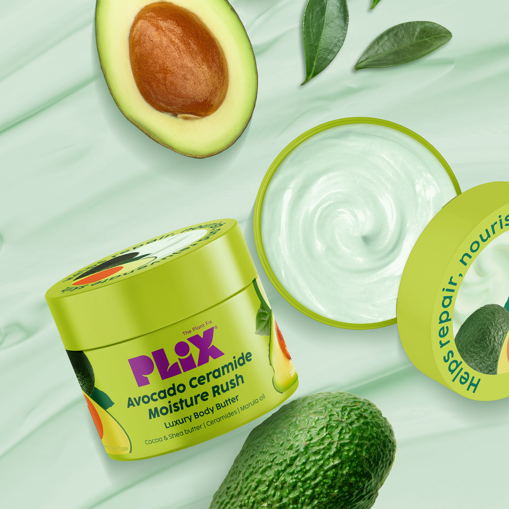 The Plant Fix Plix Avocado Ceramide Moisture Rush Luxury Body Butter | Deep Hydration & Silky skin