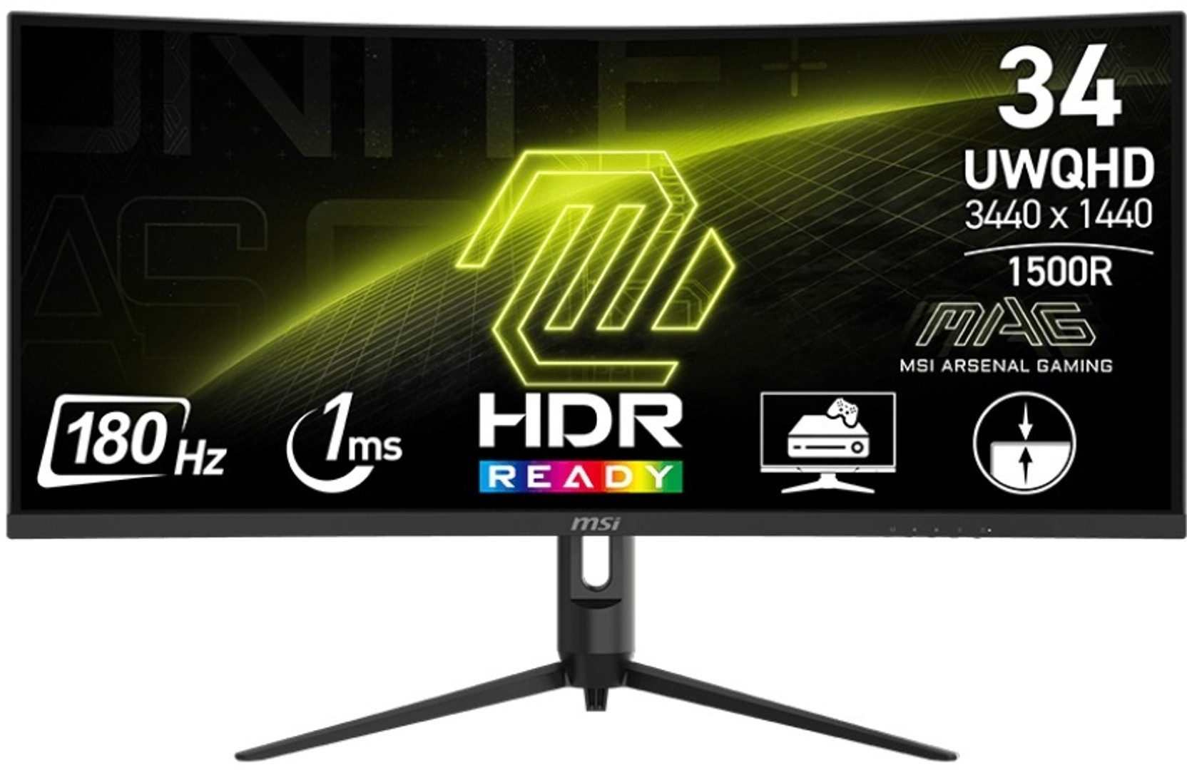 MSI 86.36 cm (34 inch) Curved UWQHD VA Panel with AI Vision Technology, 1500R Curvature, 119% SRGB, HDR Ready, VESA Mountable, Height Adjustable Gaming Monitor (MAG342CQR E2)