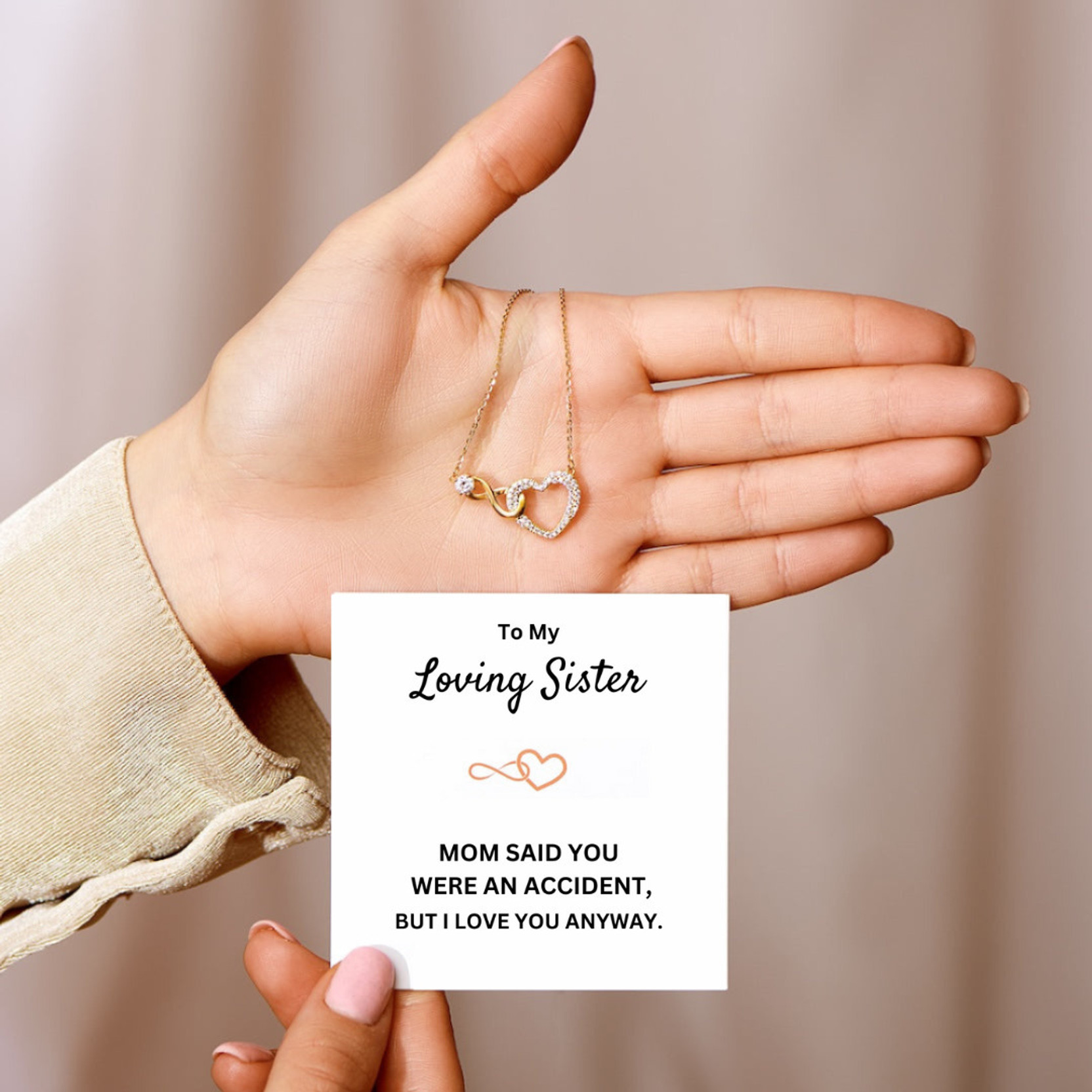 To my sister 925 Silver Gold Sparkling Infinity Heart Pendant for Womens Cubic Zirconia Gold-plated Plated Sterling Silver Necklace
