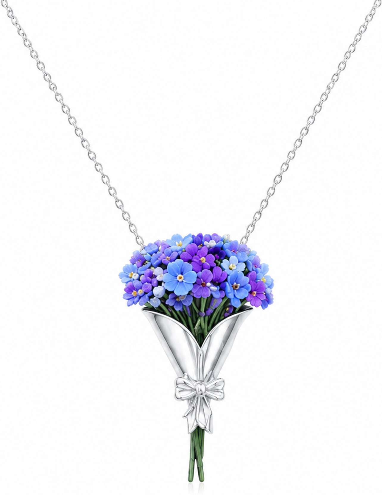 Eternal Bouquet Silver Necklace Sterling Silver Chain Set