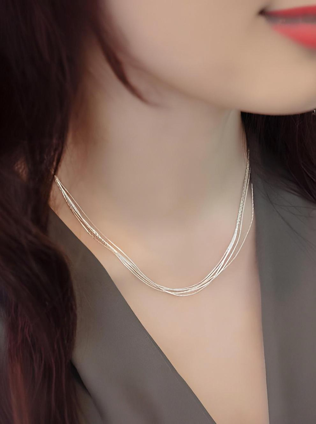 925 Sterling Silver Multilayer Chain for Women Sterling Silver Plated Silver, Sterling Silver Chain