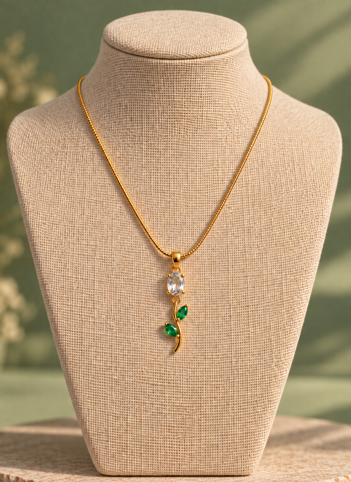 Dainty Tulip Pendant Necklace for Women | Minimalist Botanical Floral Jewellery Cubic Zirconia Stainless Steel Necklace