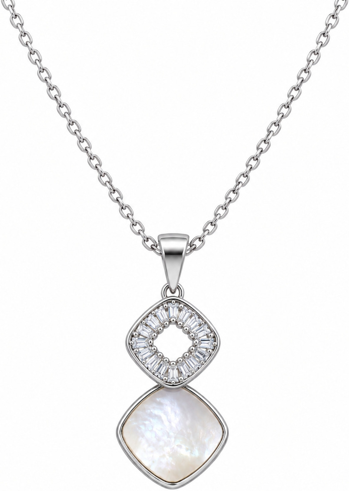 925 Sterling Silver Pearl Pendant Necklace for Women | Elegant Jewellery for Her Mother of Pearl, Cubic Zirconia Sterling Silver Plated Sterling Silver Necklace