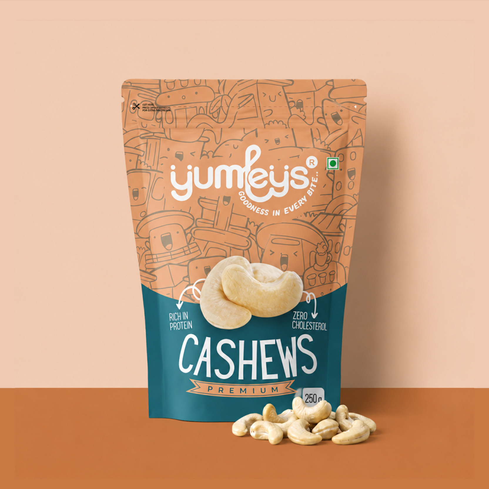 Yumleys Premium 100% Natural Crunchy Immunity Boosting Whole Kaju/ Cashews