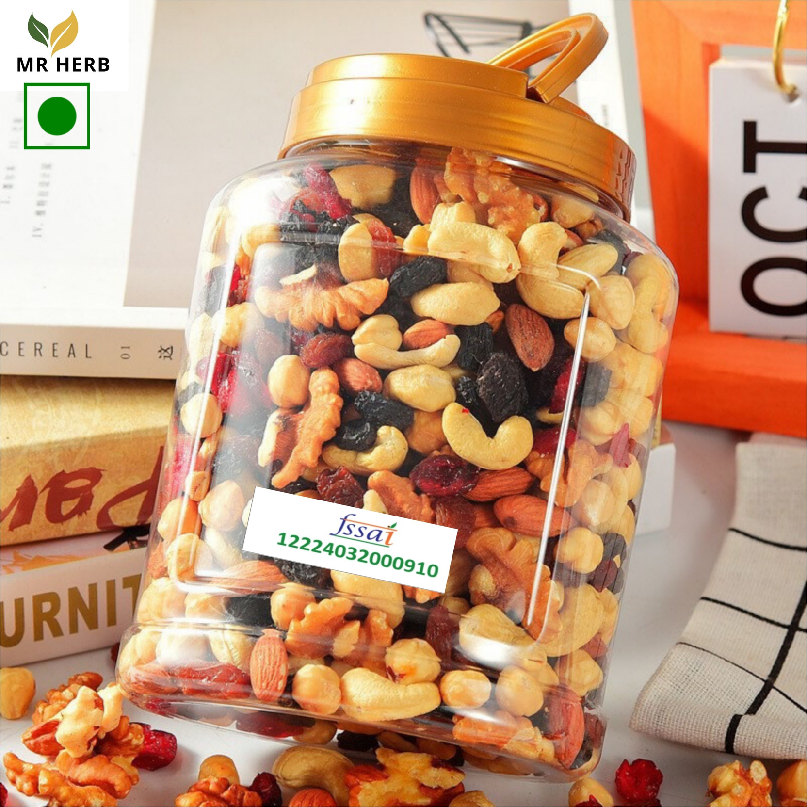 MRHERB Premium International Healthy Nutmix | Mixed Dryfruits | (1kg) Almonds, Cashews, Pistachios, Amla, Apricots, Raisins, Dry Dates, Kiwi