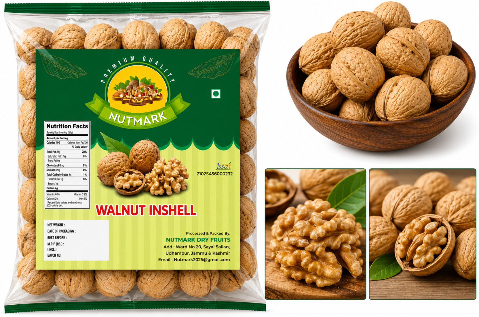 NUTMARK Select Walnut Inshell 1kg Walnuts Walnuts