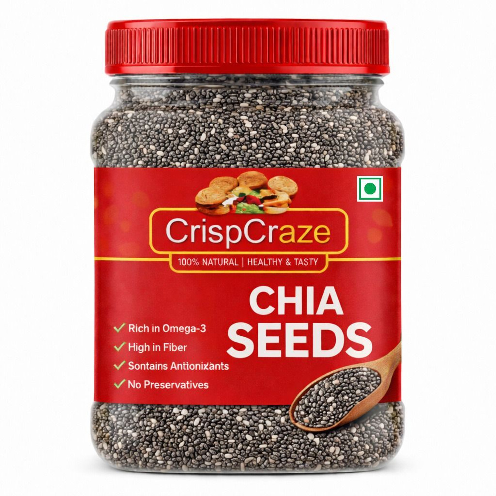 crispcraze Raw Chia Seeds for weight Loss with Omega 3, Calcium and Fiber Rich(500 g) Assorted Seeds & Nuts