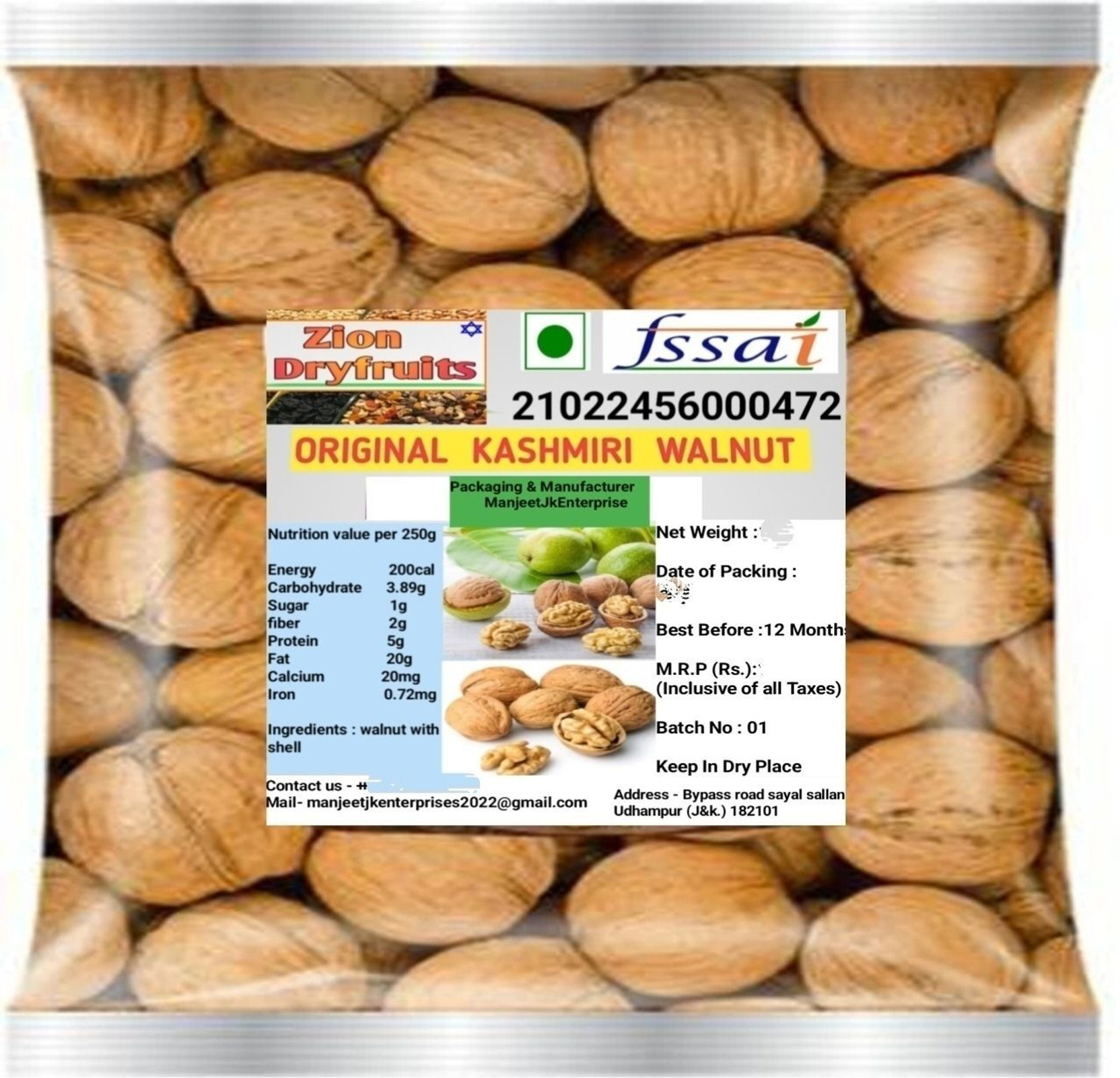 ZION Walnut inshell 1kg pack Akhrot Kashmiri dry fruit New Crop Walnuts