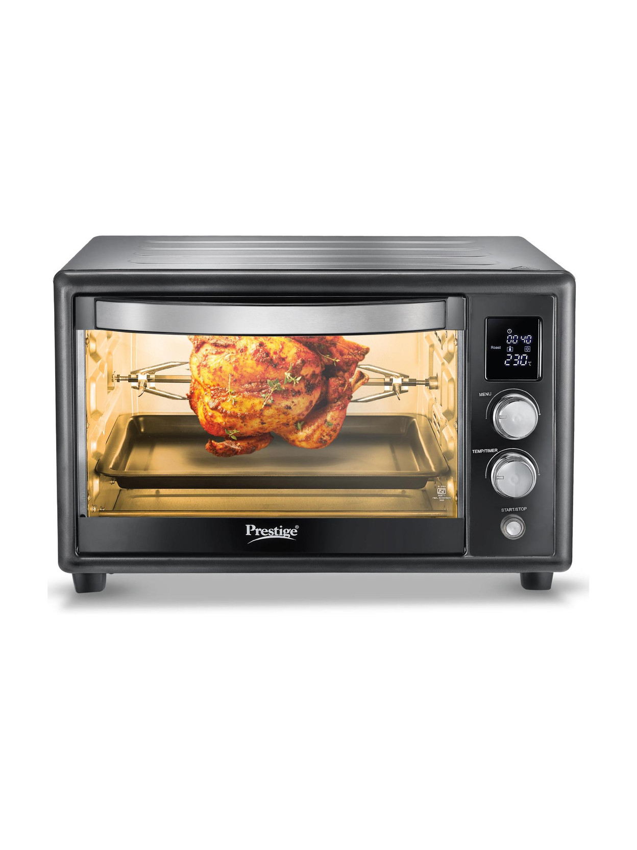 Prestige 28-Litre Oven Toaster Grill OTG 28 Litre Capacity with Rotisserie and Convection, Black