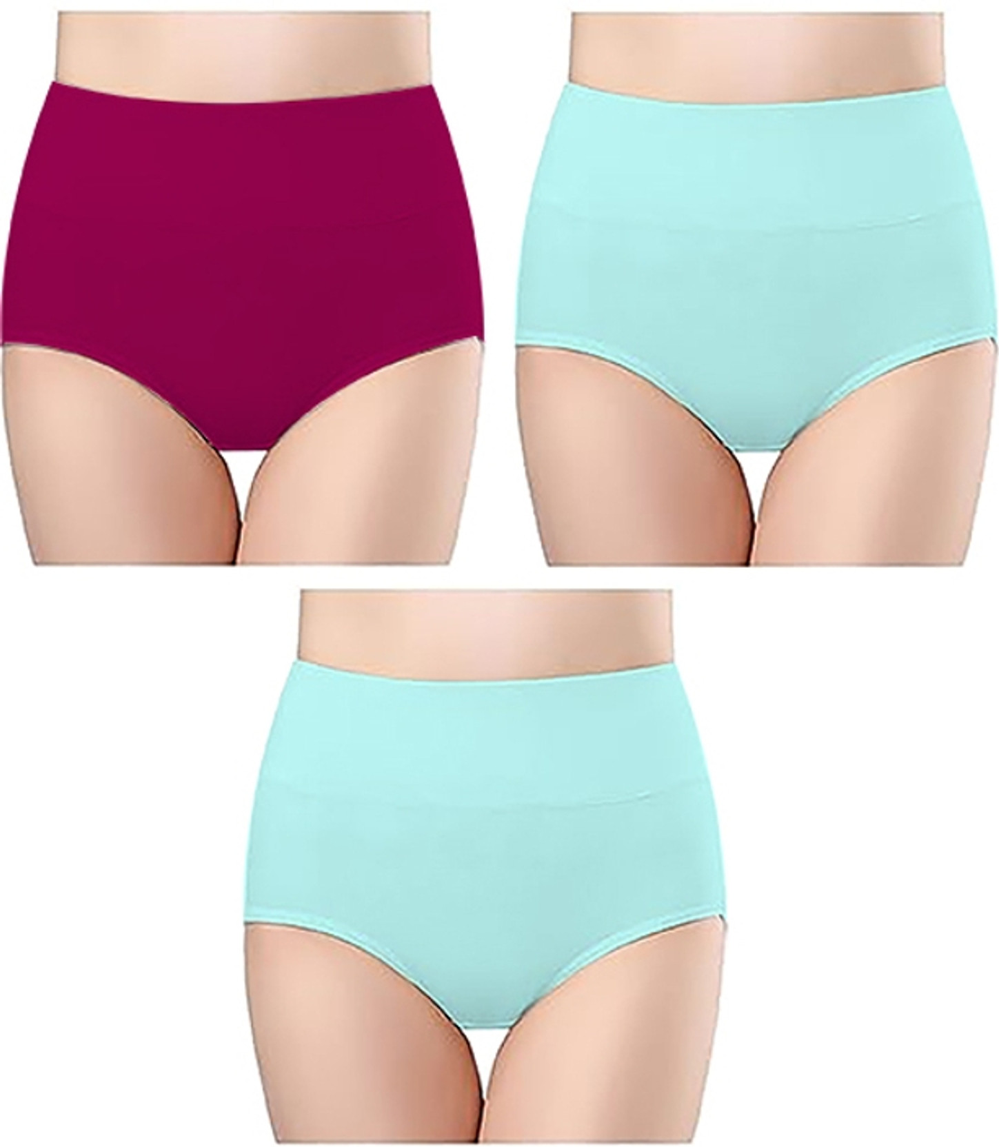 Pack of 3 Women Hipster Maroon, Light Green, Light Green Panty