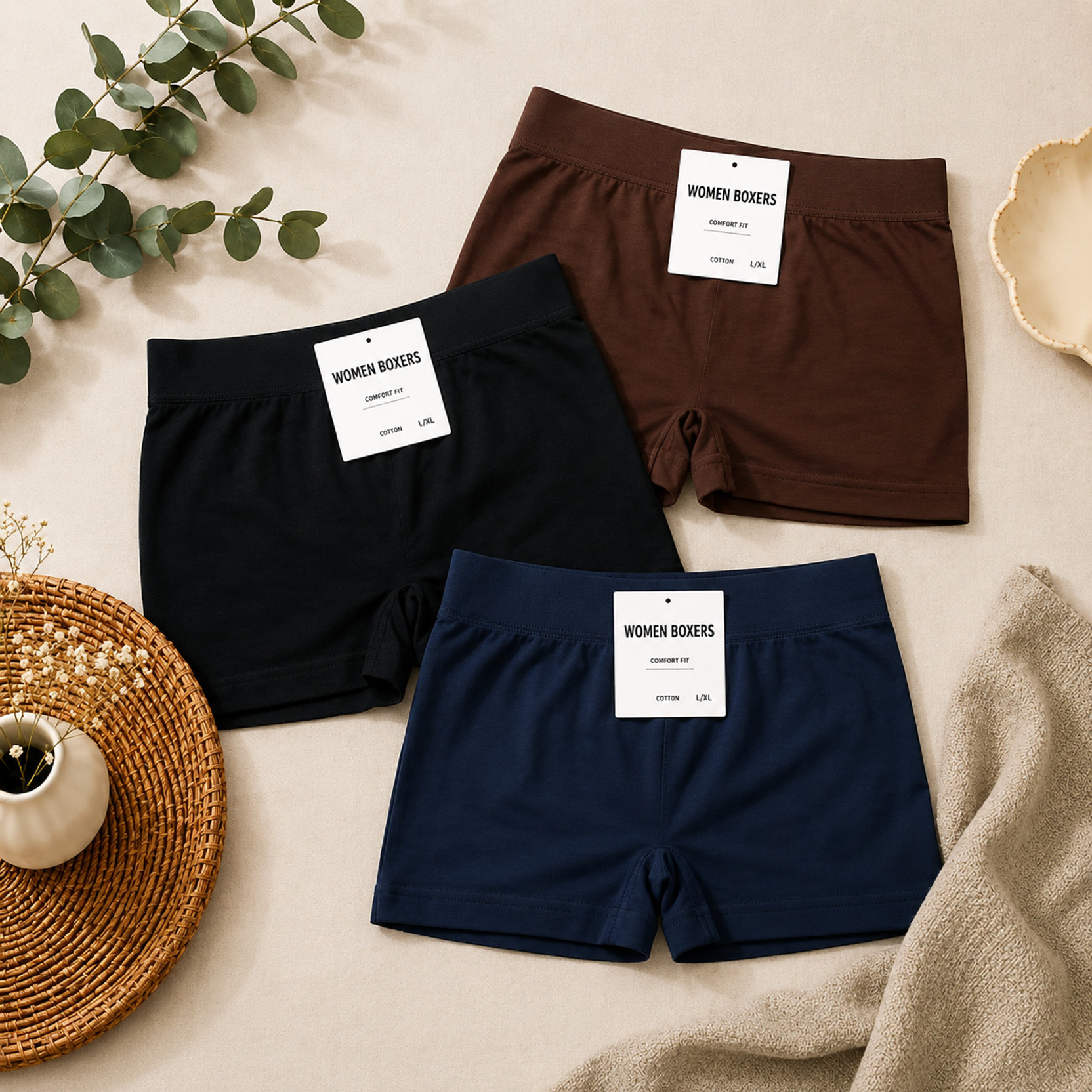 Pack of 3 Women Boy Short Multicolor Panty