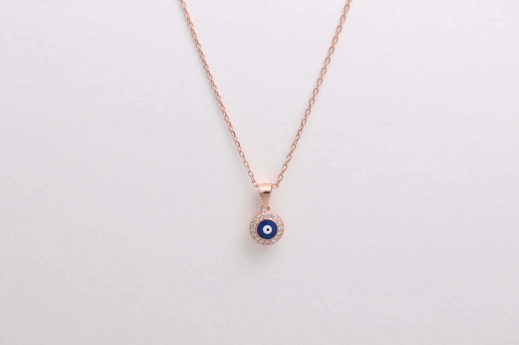 925 Silver Round Evil Eye Pendant Rhodium Zircon Sterling Silver Pendant