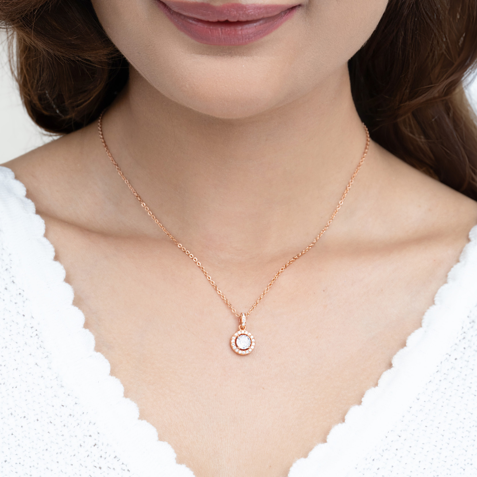Rhodium Zircon Sterling Silver Pendant Set