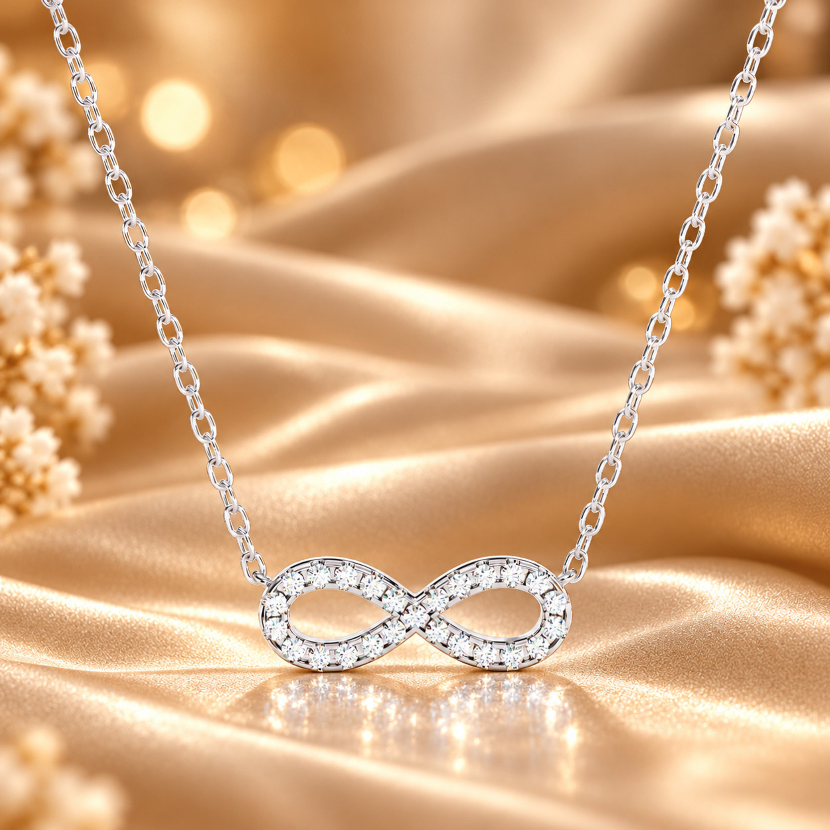 Infinity Diamond Pendant Necklace for Women Sterling Silver Cubic Zirconia Sterling Silver