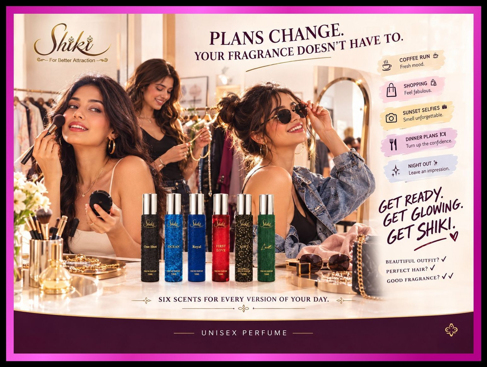 SHIKI Luxury Floral Perfume Gift Set 6 Bottle Combo 10ml Each Gifting Eau de Parfum - 60 ml