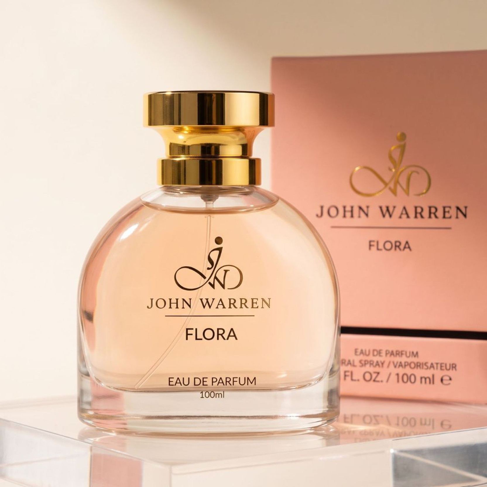 John Warren FLORA Long-Lasting Fragrance with Mandarin Orange, Lotus, Rose and Musk Eau de Parfum  -  100 ml
