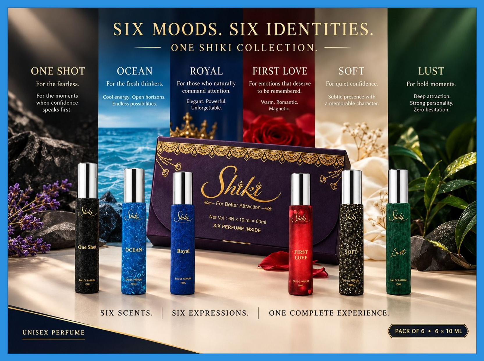 SHIKI Luxury Floral Perfume Combo 6 Bottle Combo 6 x 10ml Party Wear Eau de Parfum - 60 ml