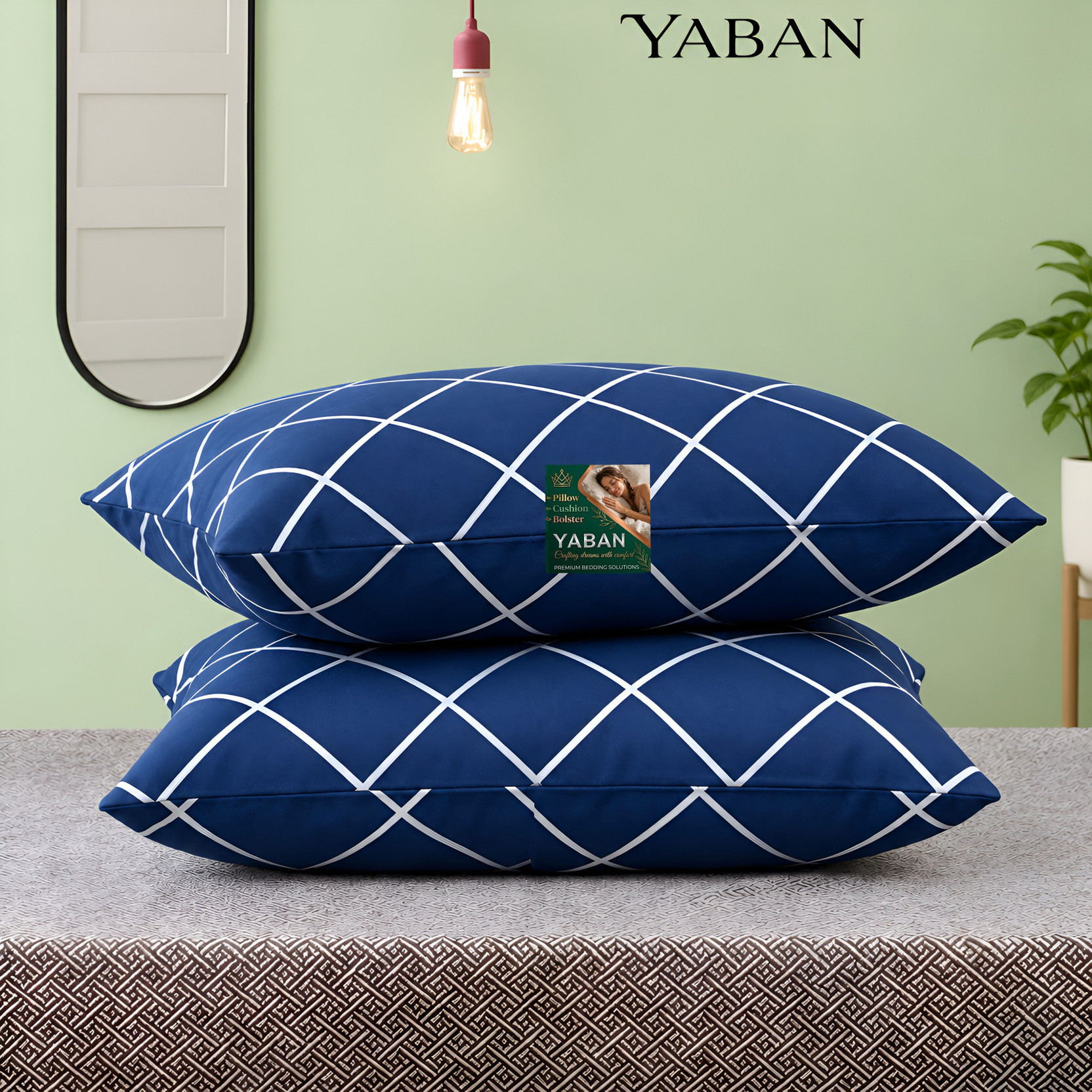 YABAN Microfibre Sleeping Pillow Pack of 2 Solid Soft & Comfortable