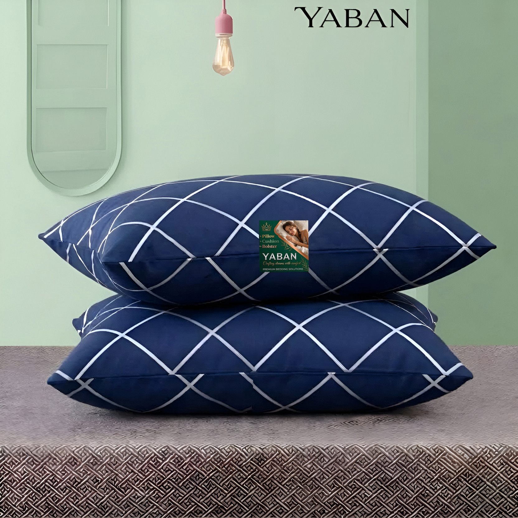 YABAN Microfibre Sleeping Pillow Pack of 2 Solid Soft & Comfortable