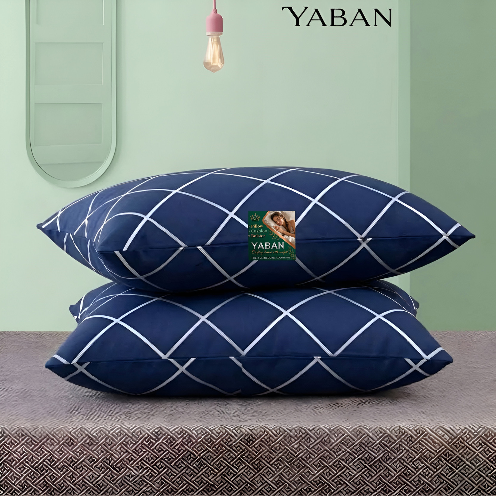 YABAN Microfibre Sleeping Pillow Pack of 2 Solid Soft & Comfortable