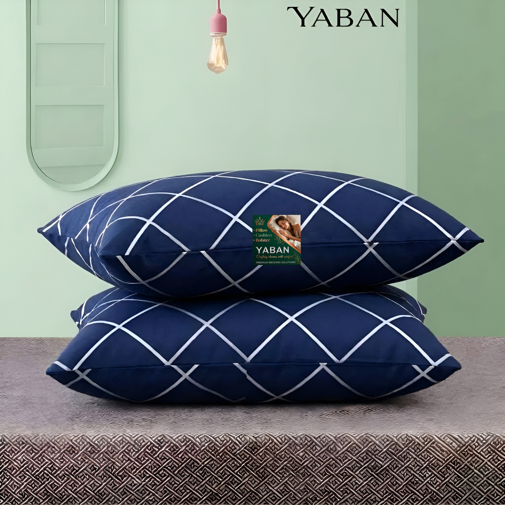 YABAN Microfibre Sleeping Pillow Pack of 2 Solid Soft & Comfortable