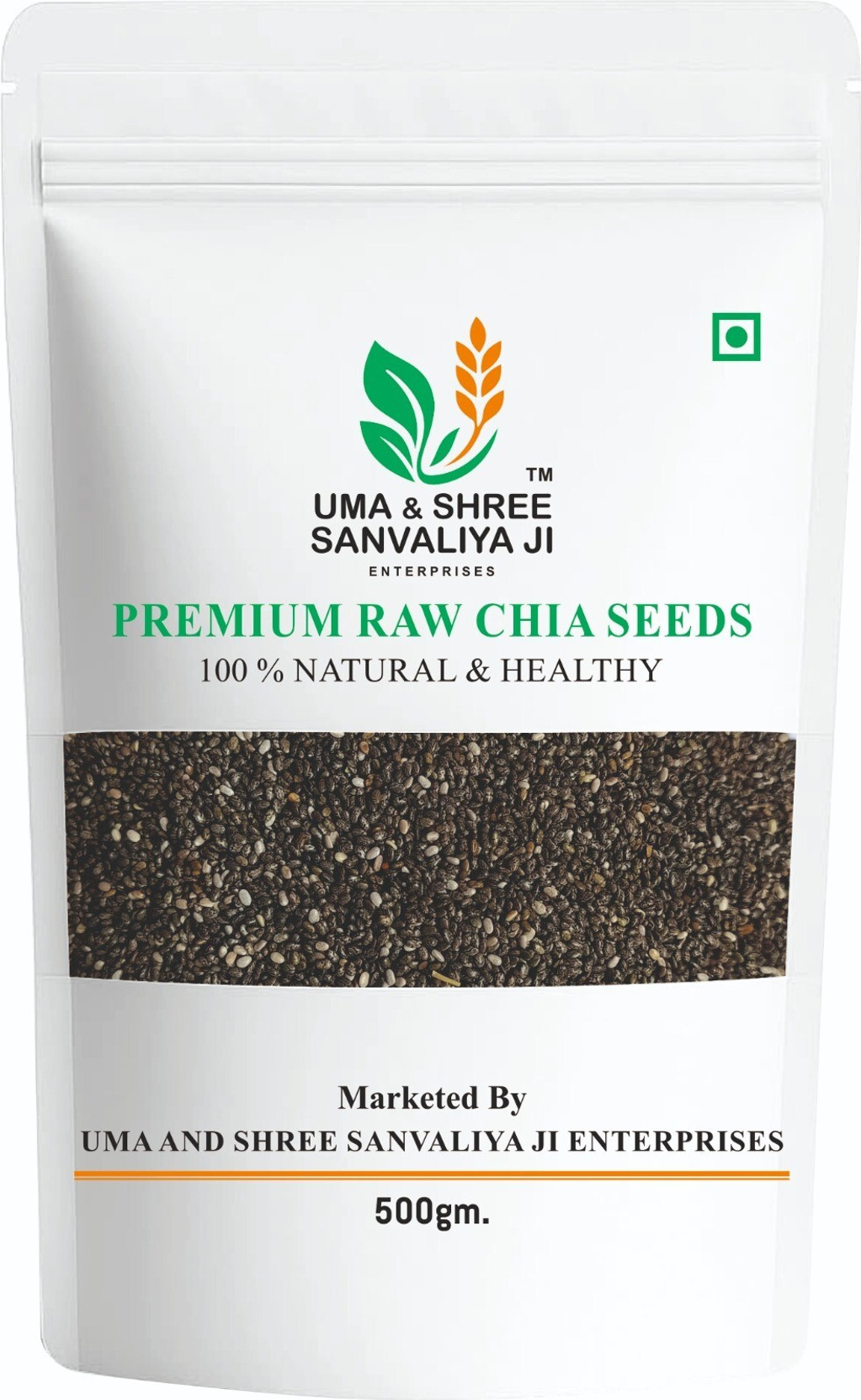 UMA AND SHREE SANVALIYA JI ENTERPRISES PREMIUM RAW CHIA //CHIA SEEDS for Weight Loss (Pack of 1 | 500 G |) Chia Seeds