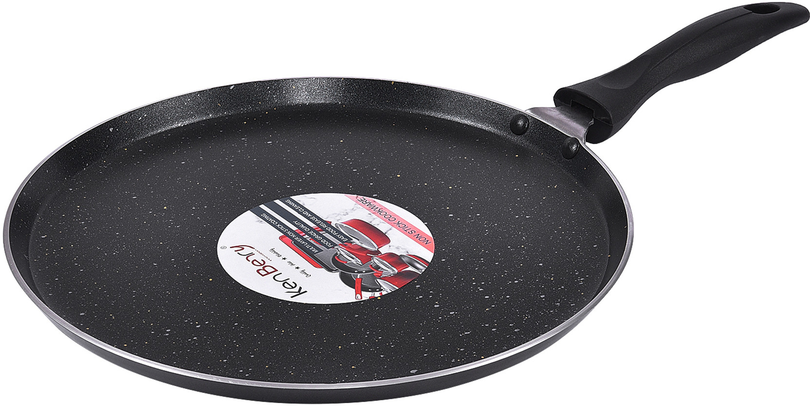 KenBerry Signature Superior Granite Finish Hammertone Coated Non-Induction Base Flat Dosa Tawa 31 cm diameter