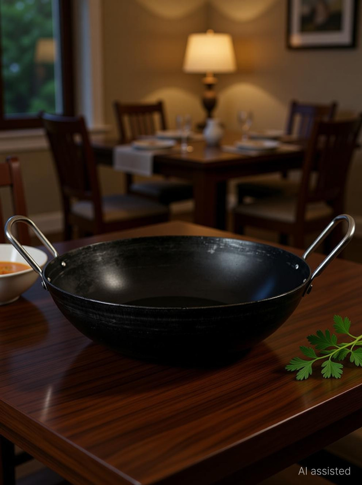 kyyte Pure Iron Naturally Non-stick, Safe and Healthy Wok Kadhai 24 cm diameter 2 L capacity