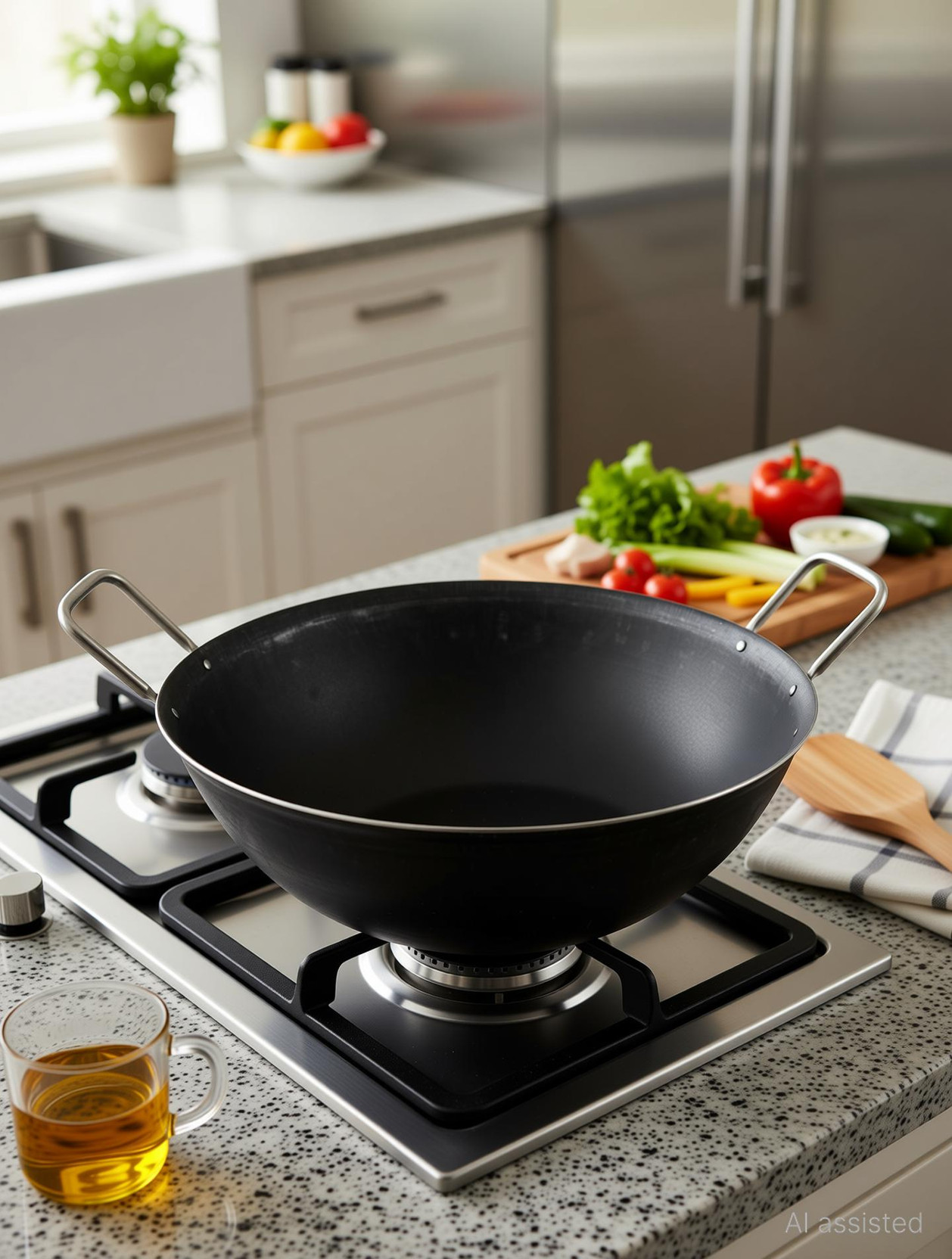 shri gaurangi Iron deep Kadai Frying Pan Heavy Base for cooking with handle Kadhai 25 cm diameter 3 L capacity