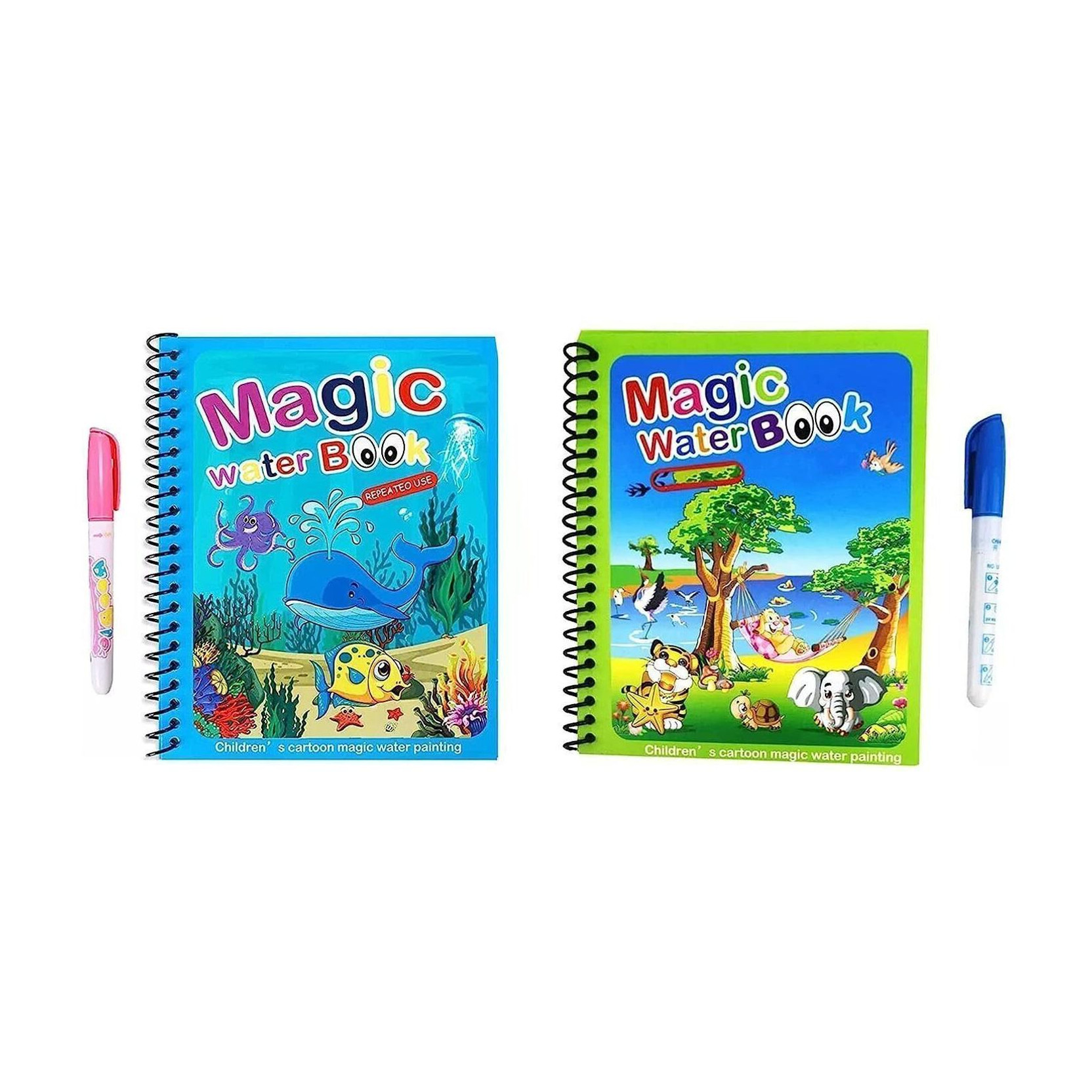 umis creation Reusable Magic Water Coloring Painting Book for Kids Pack of 2 Printing Blocks