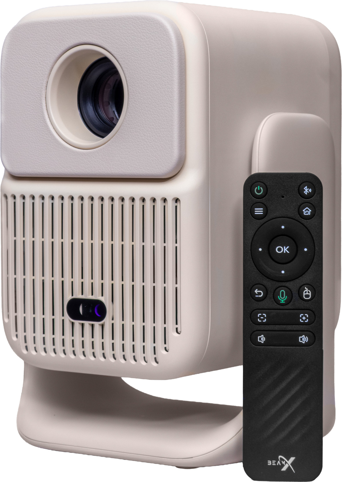 BeamX Glide 360 Max Sealed Engine Real 450 ANSI Voice Assist Air Mouse Remote 1080p (450 lm / 1 Speaker / Wireless / Remote Controller) Portable Projector