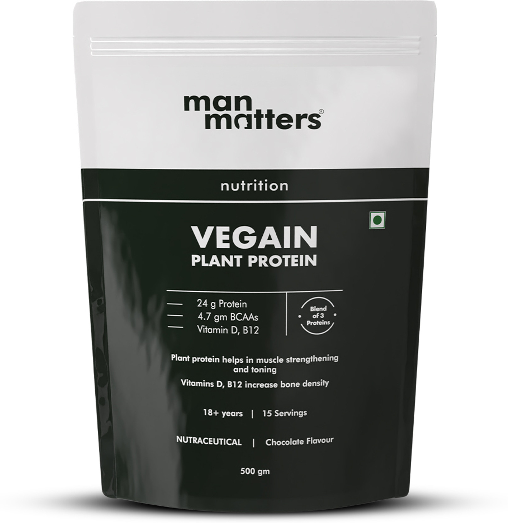 Man Matters VEGAIN Plant Protein Powder For Men | Pea, Brown Rice, Moong Bean Plant-Based Protein