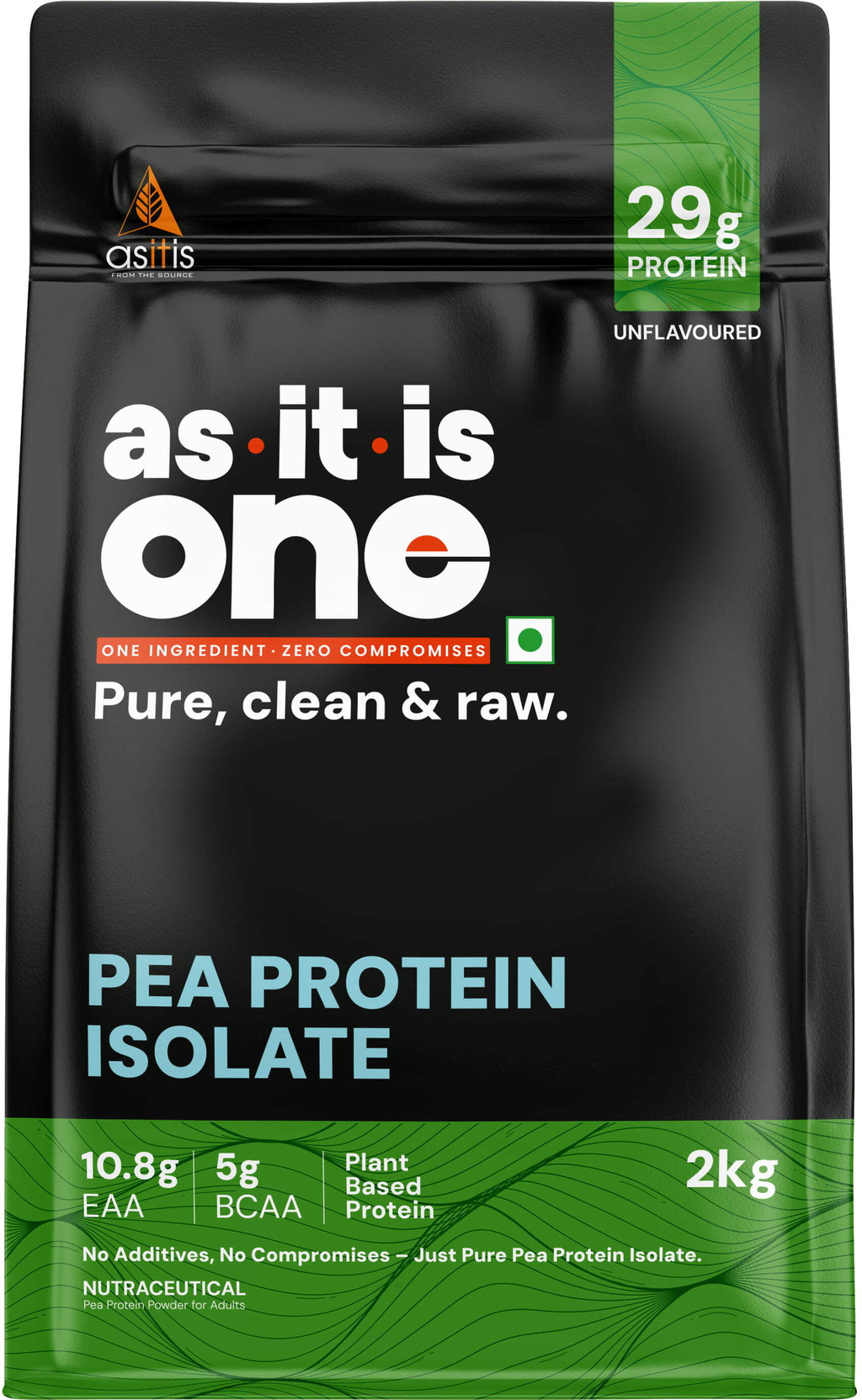 AS-IT-IS Nutrition ONE Pea Isolate, 29g, 2kg Supports Muscle Recovery & Growth Plant-Based Protein