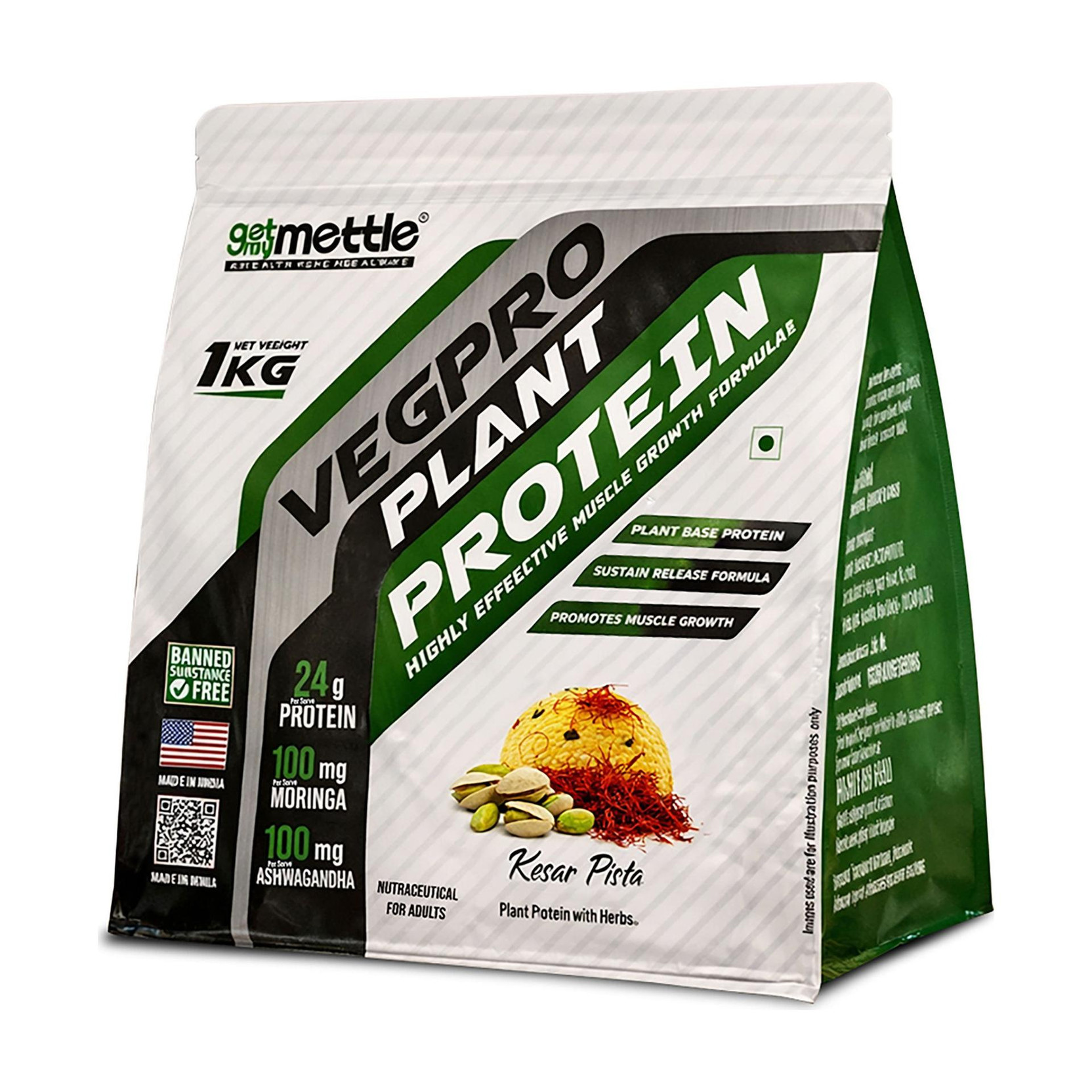 getmymettle Vegpro Vegan Protein Pure Isolate , Low Carbs, Pea Protein | Gluten Free Plant-Based Protein