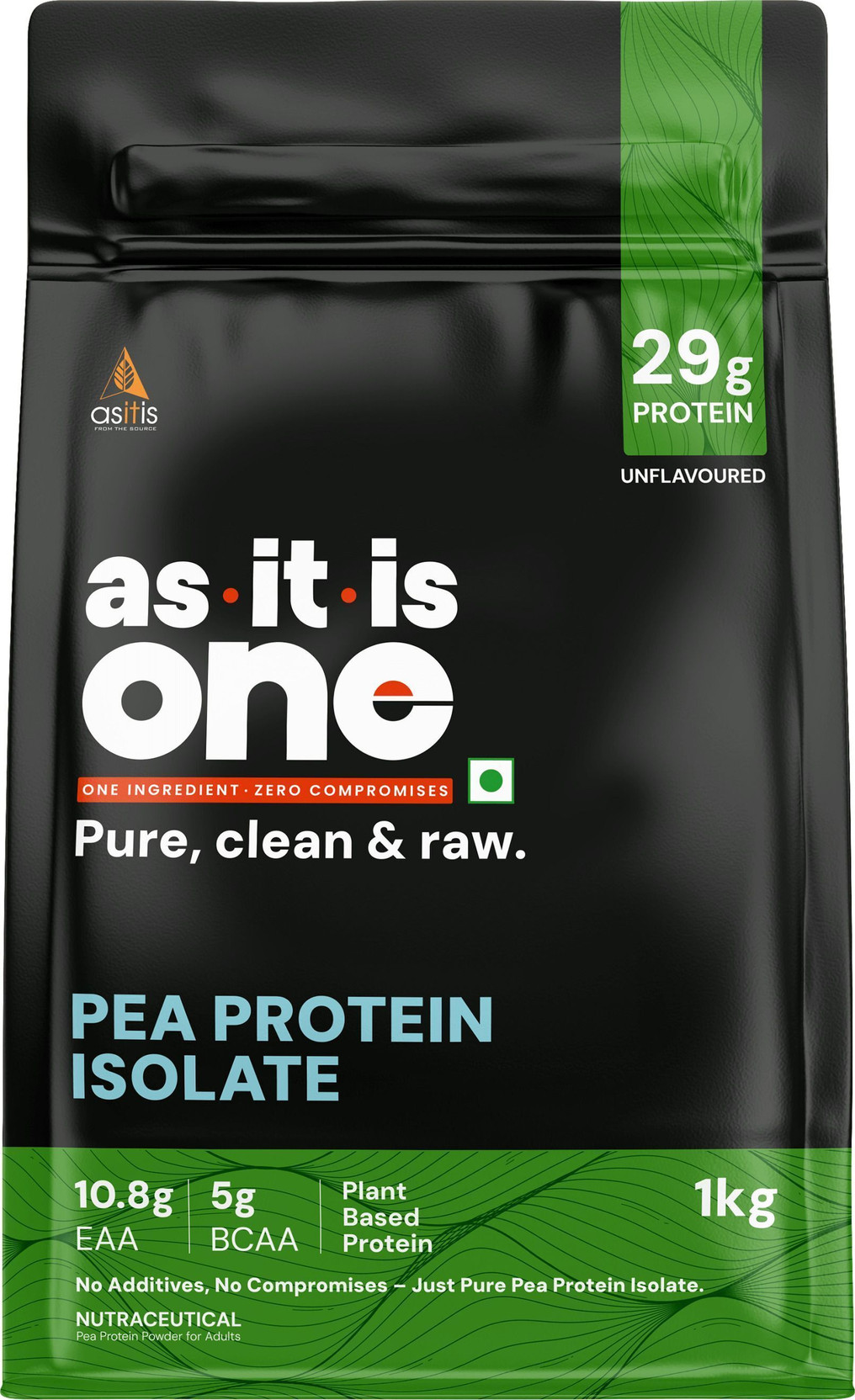 AS-IT-IS Nutrition ONE Pea Protein Isolate, 29g, Supports Muscle Recovery Plant-Based Protein