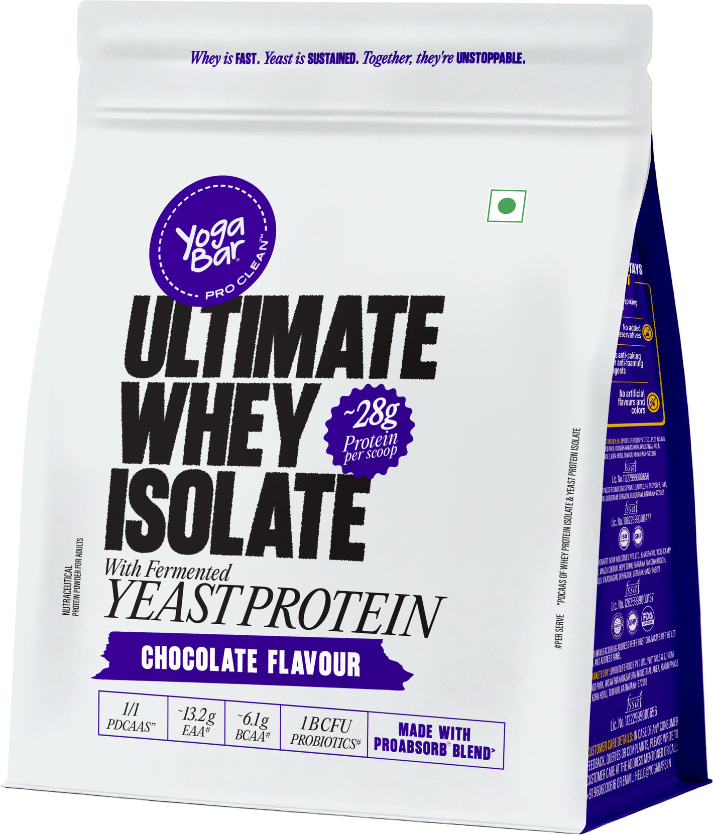 Yogabar Ultimate 28g Protein PowderIsolate+YeastAdded Probiotics,Digestive Enzyme Whey Protein