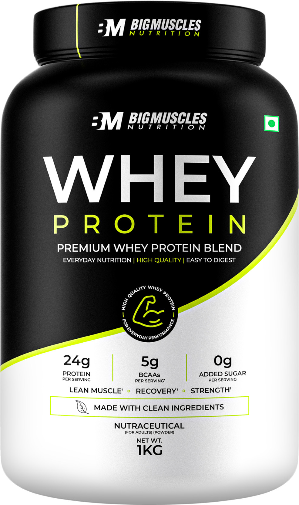 BIGMUSCLES NUTRITION Whey Protein | 24g Whey Protein Concentrate + Isolate | 5g BCAA | Xymore Tech. Whey Protein