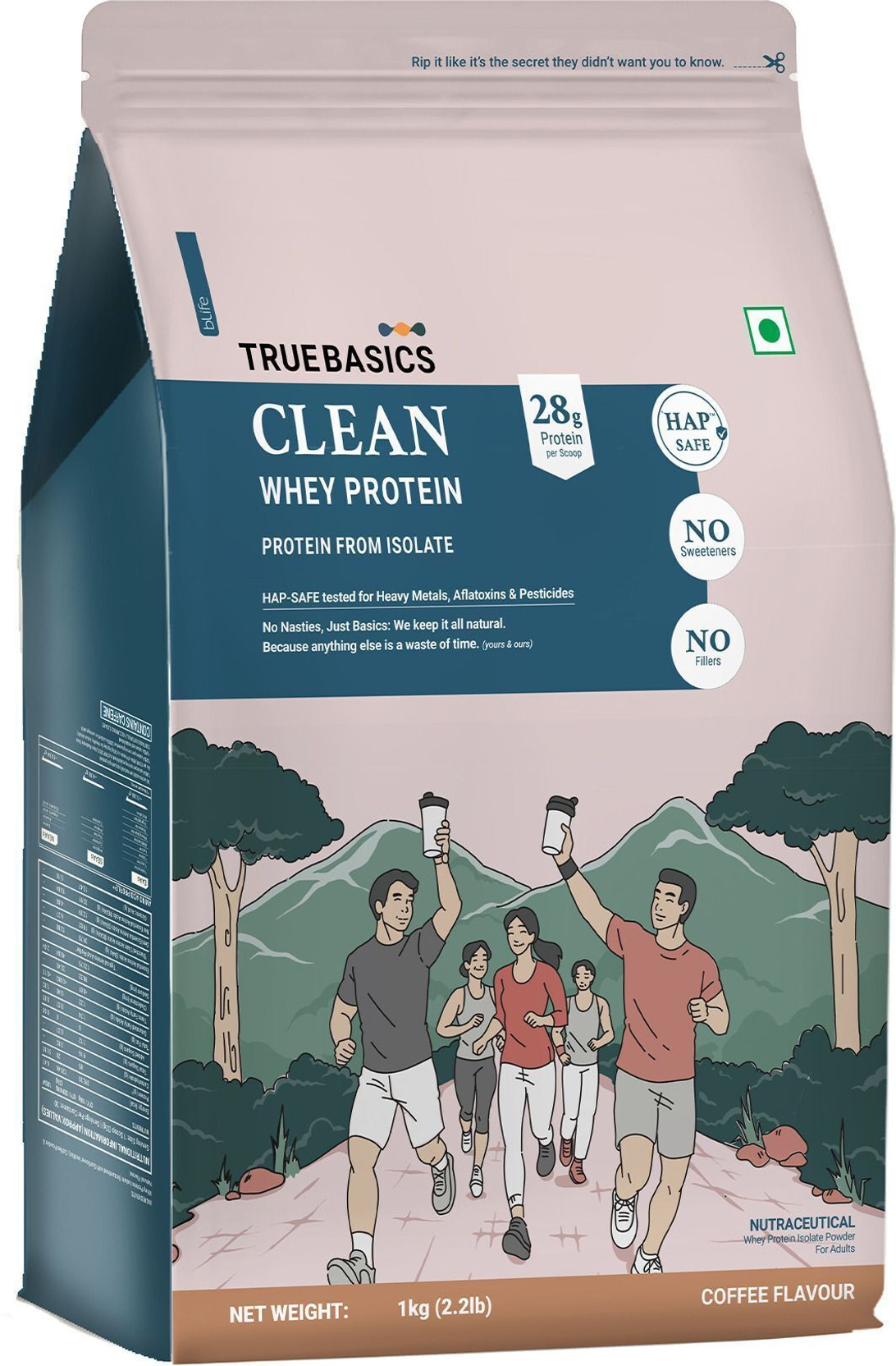 TrueBasics Clean Whey 100% Protein Isolate Powder | 28g Protein per Scoop Whey Protein